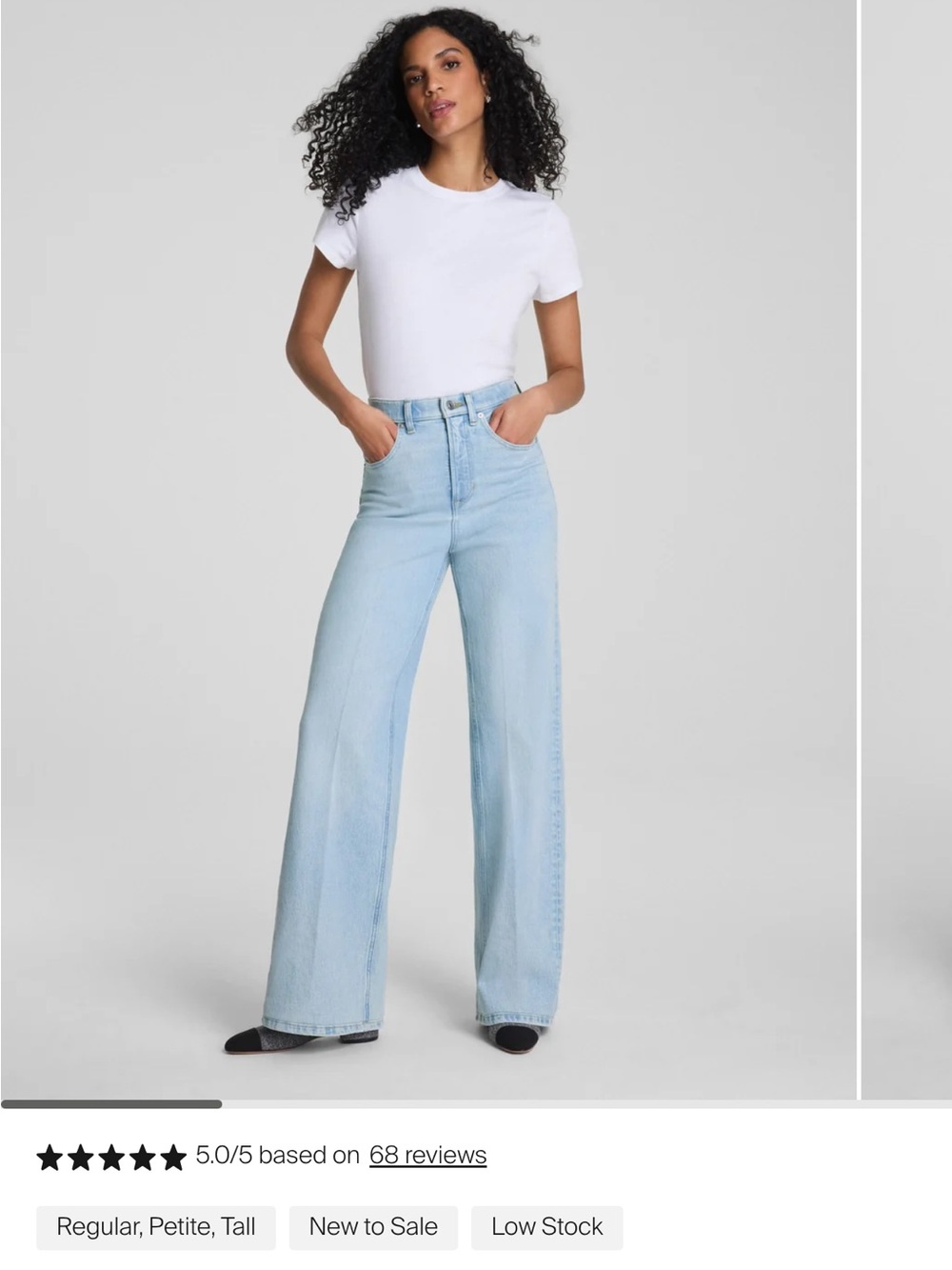 SPANX Pale Blue High-Rise Wide-Leg Jeans NWT!